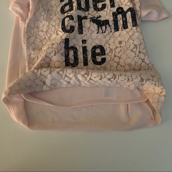 Abercrombie Girls T-Shirt Pink Lace Sz XS 8 - Picture 2 of 8